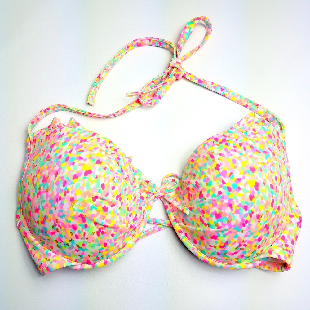 Victorias Secret Neon Confetti Pushup Bikini Top